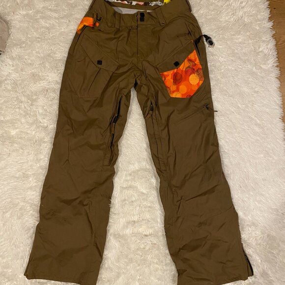Vintage Rossignol Snowboarding Insulated Snowpants Brown Medium Orange Accent - Picture 2 of 9
